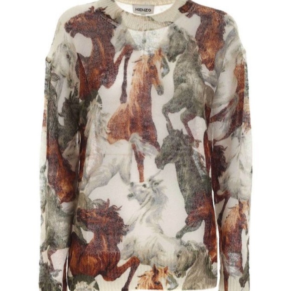 KENZO cozy wool sweater with horses - Picture 6 of 12
